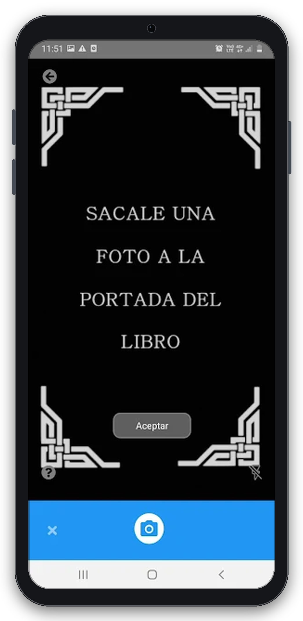 Captura de pantalla: cámara para registrar un libro nuevo